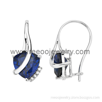 Triangle Black Sapphire Sterling Silver Earrings (E025)